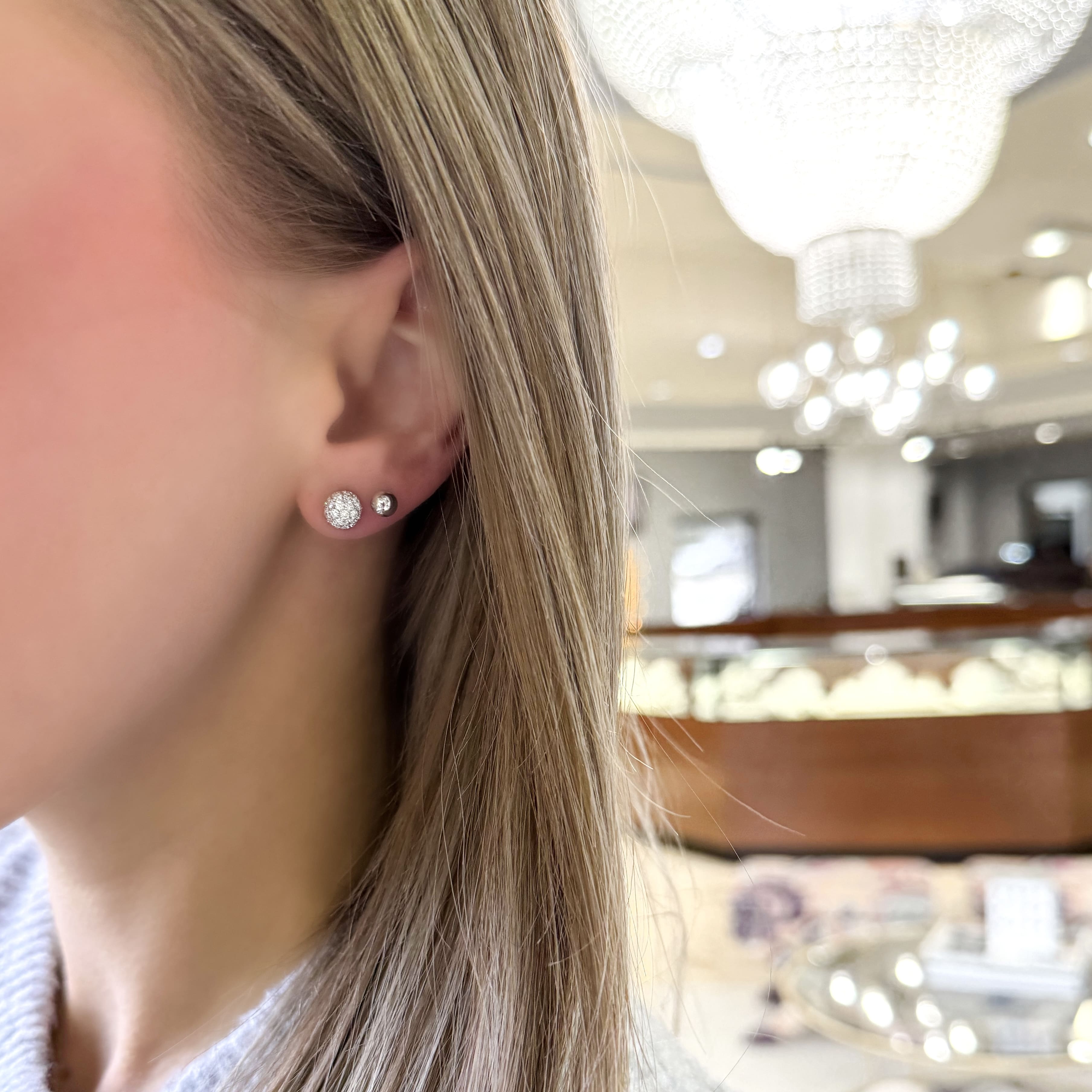 Pave Diamond Disco Ball Stud Earrings