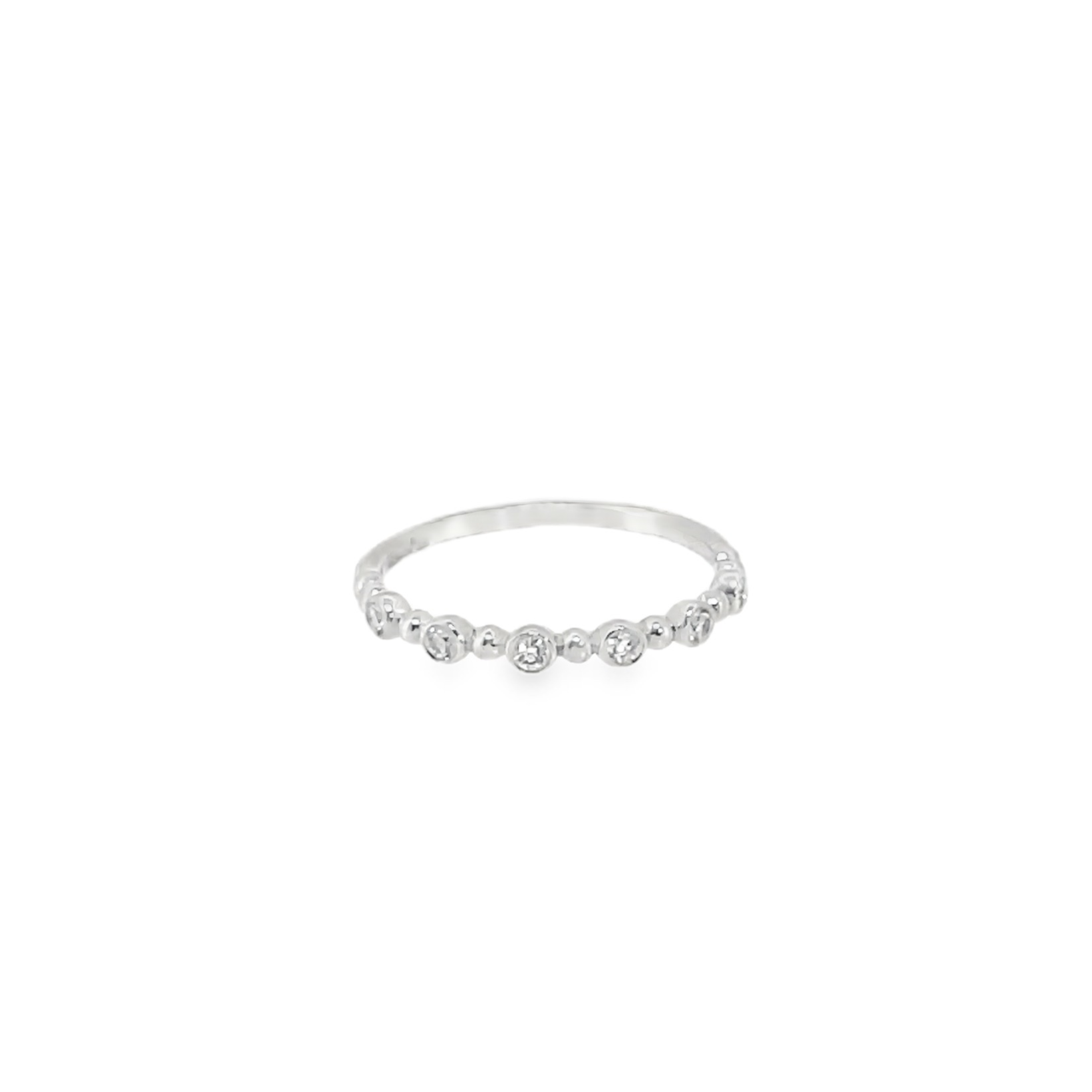 Diamond Beaded White Gold Stackable Ring