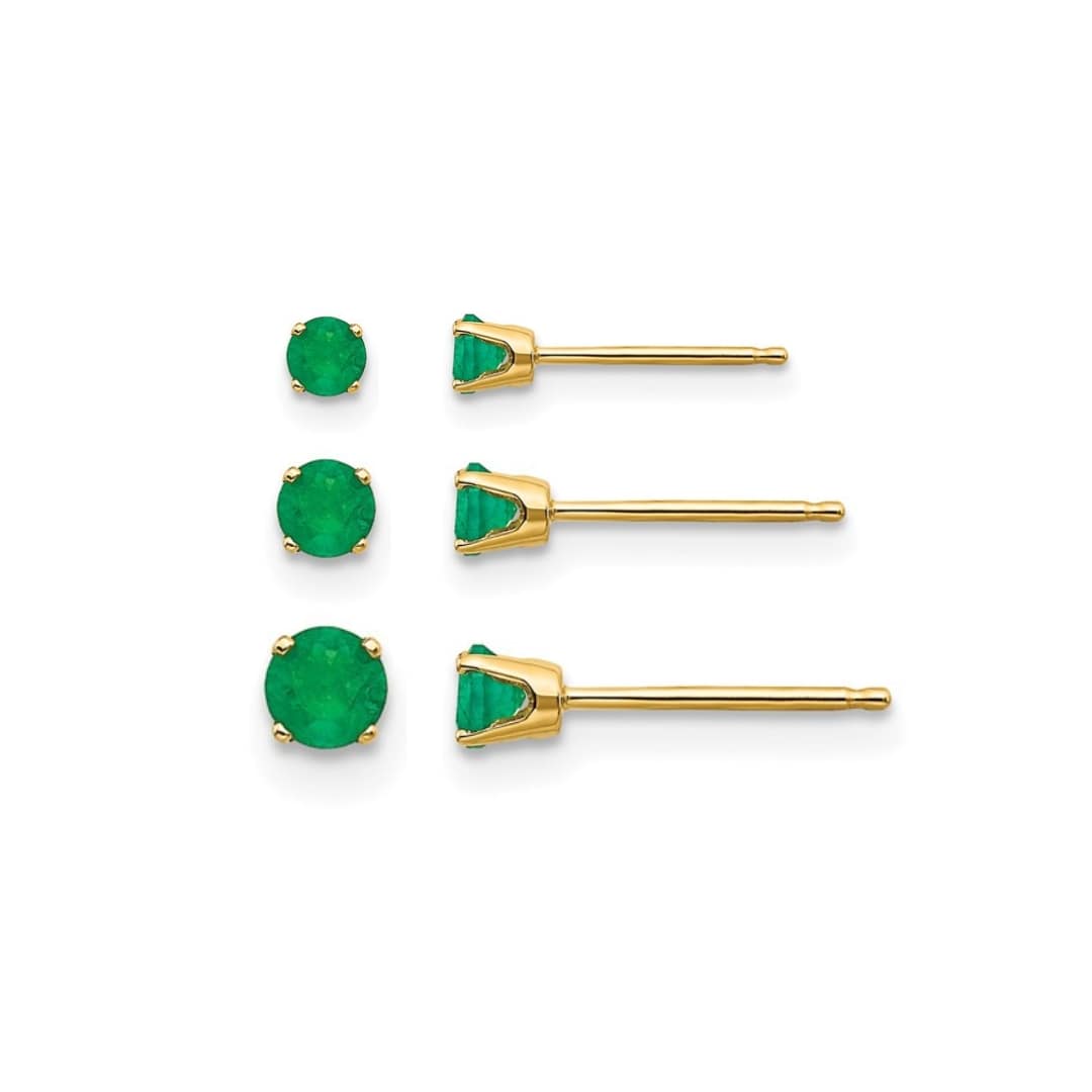 Emerald Birthstone Studs