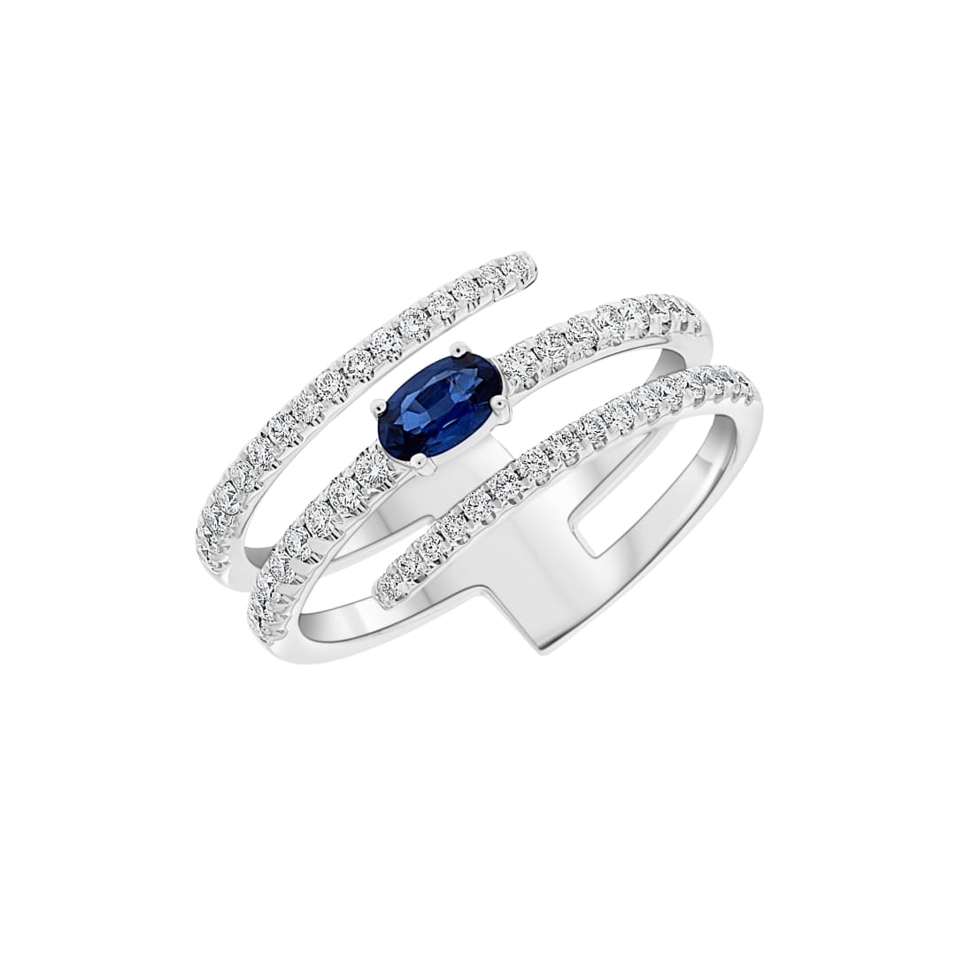 Oval Sapphire and Diamond Wrap Ring