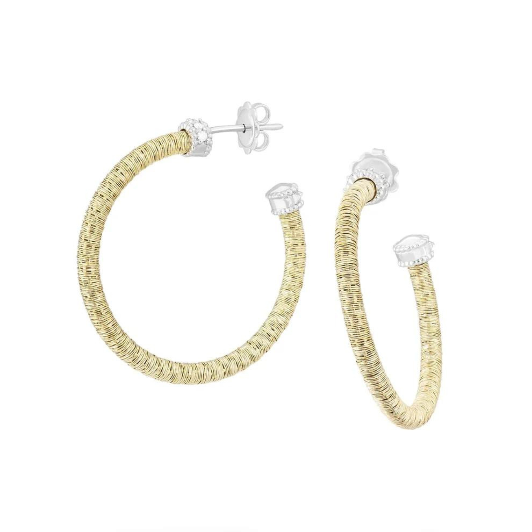 Medium Textured Diamond Wire Hoops