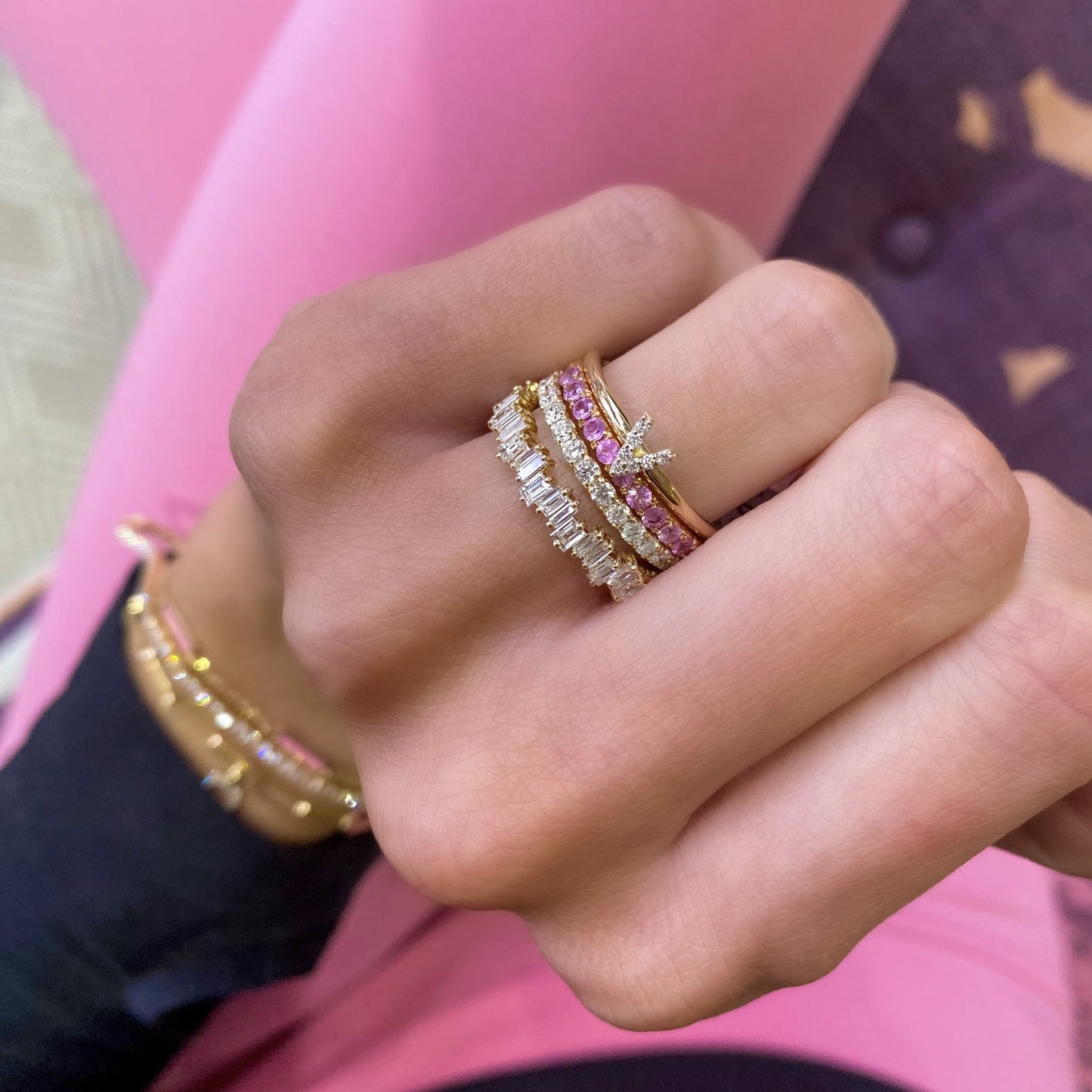 Pink Sapphire Stack Band