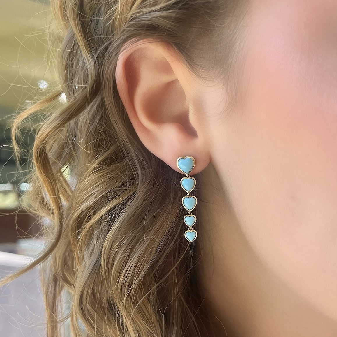 Graduating Turquoise Heart Earrings