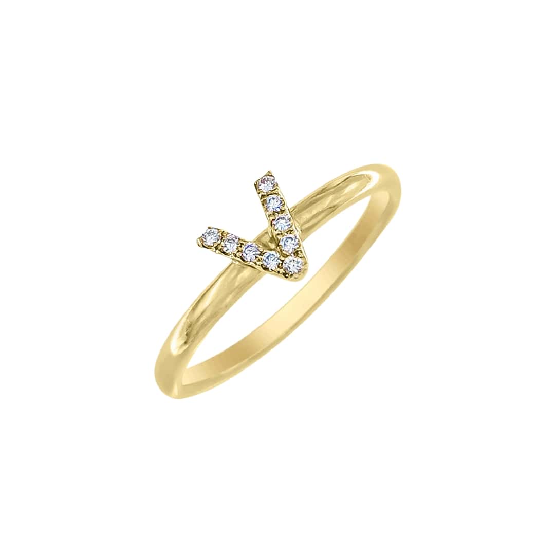 Petite Diamond Initial Ring