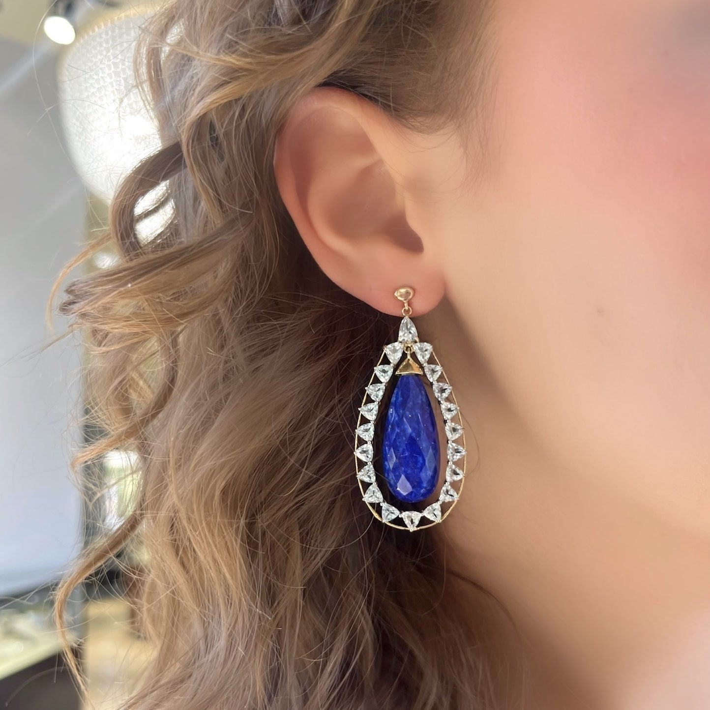 Lapis and Blue Topaz Statement Earrings