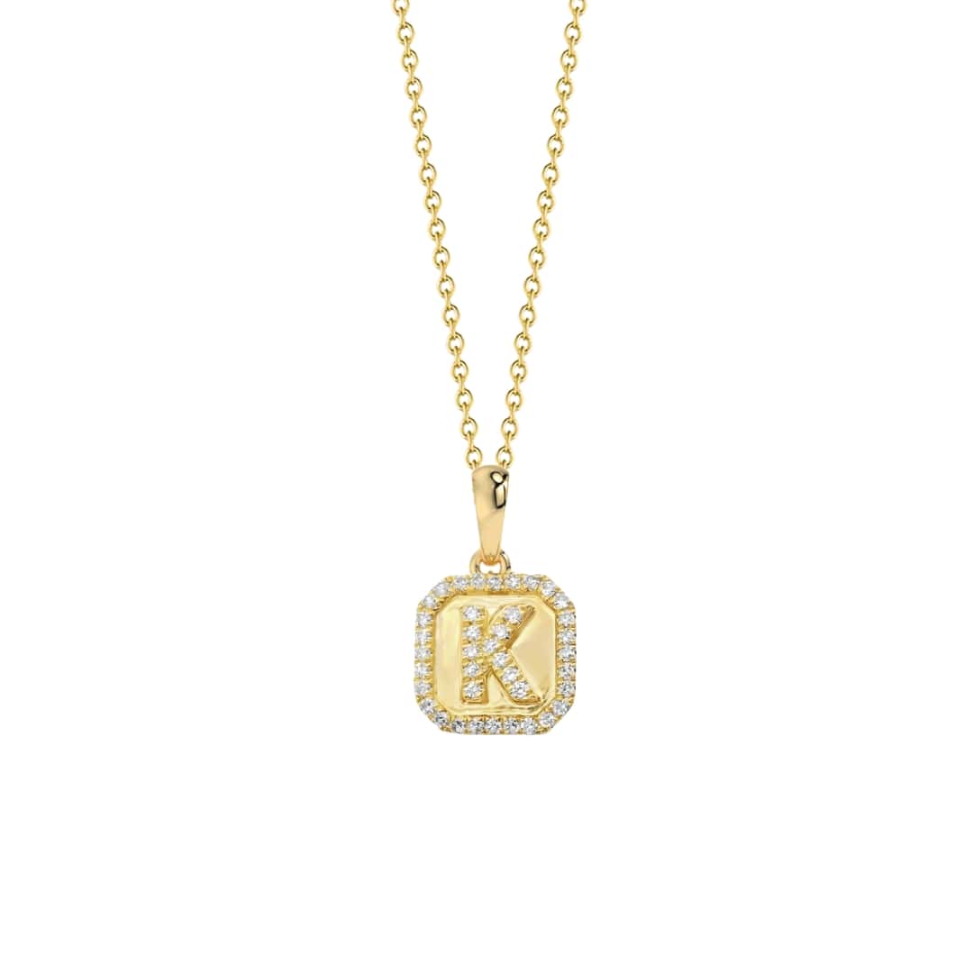 Pave Diamond Initial Charm Necklace