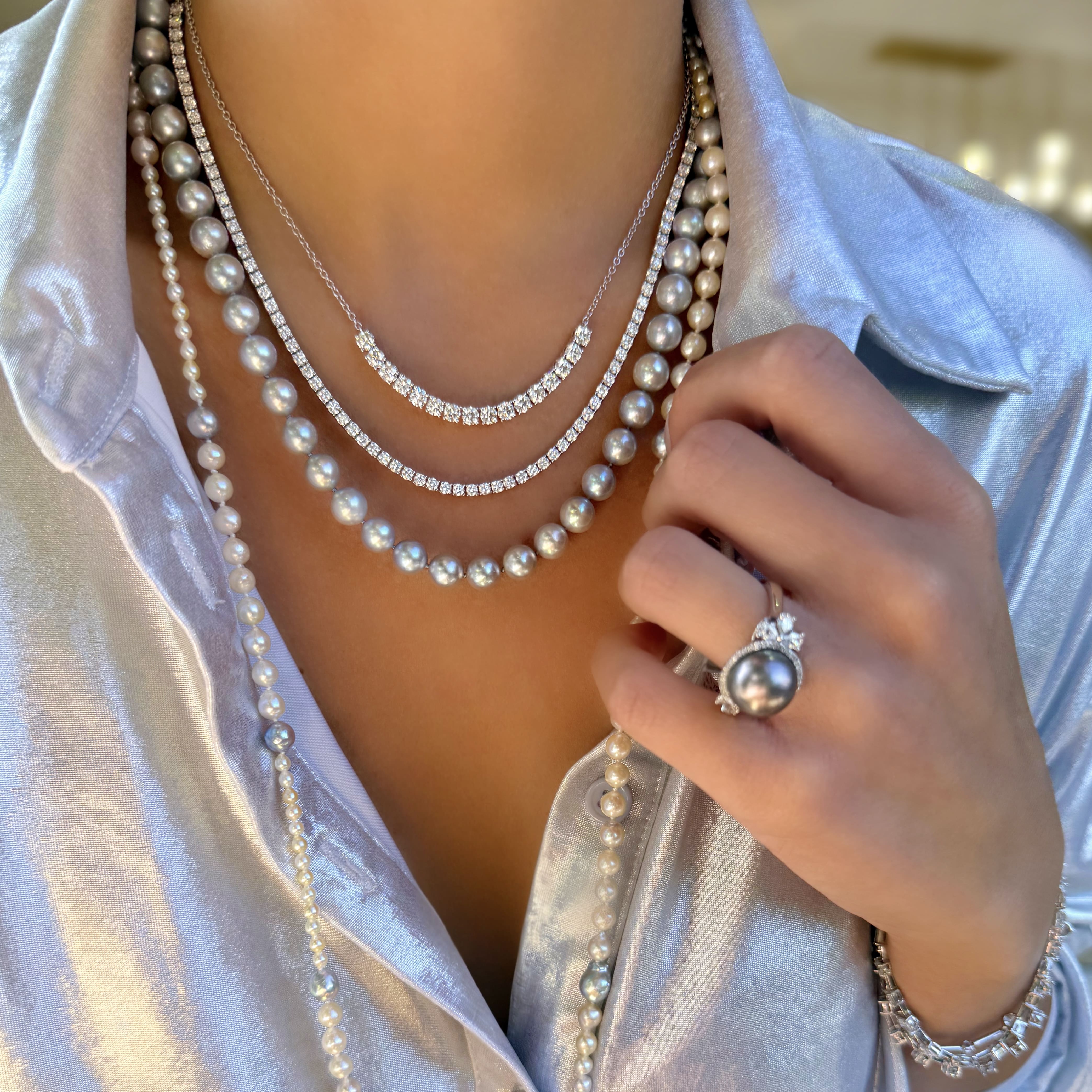 Gray Pearl Strand Necklace