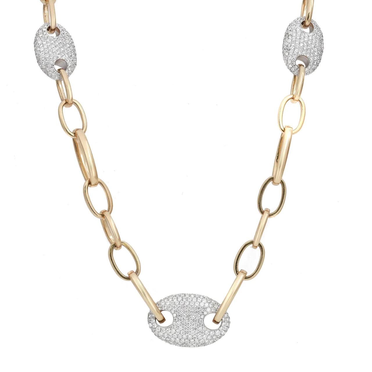 Pave Diamond Mariner Oval Link Chain