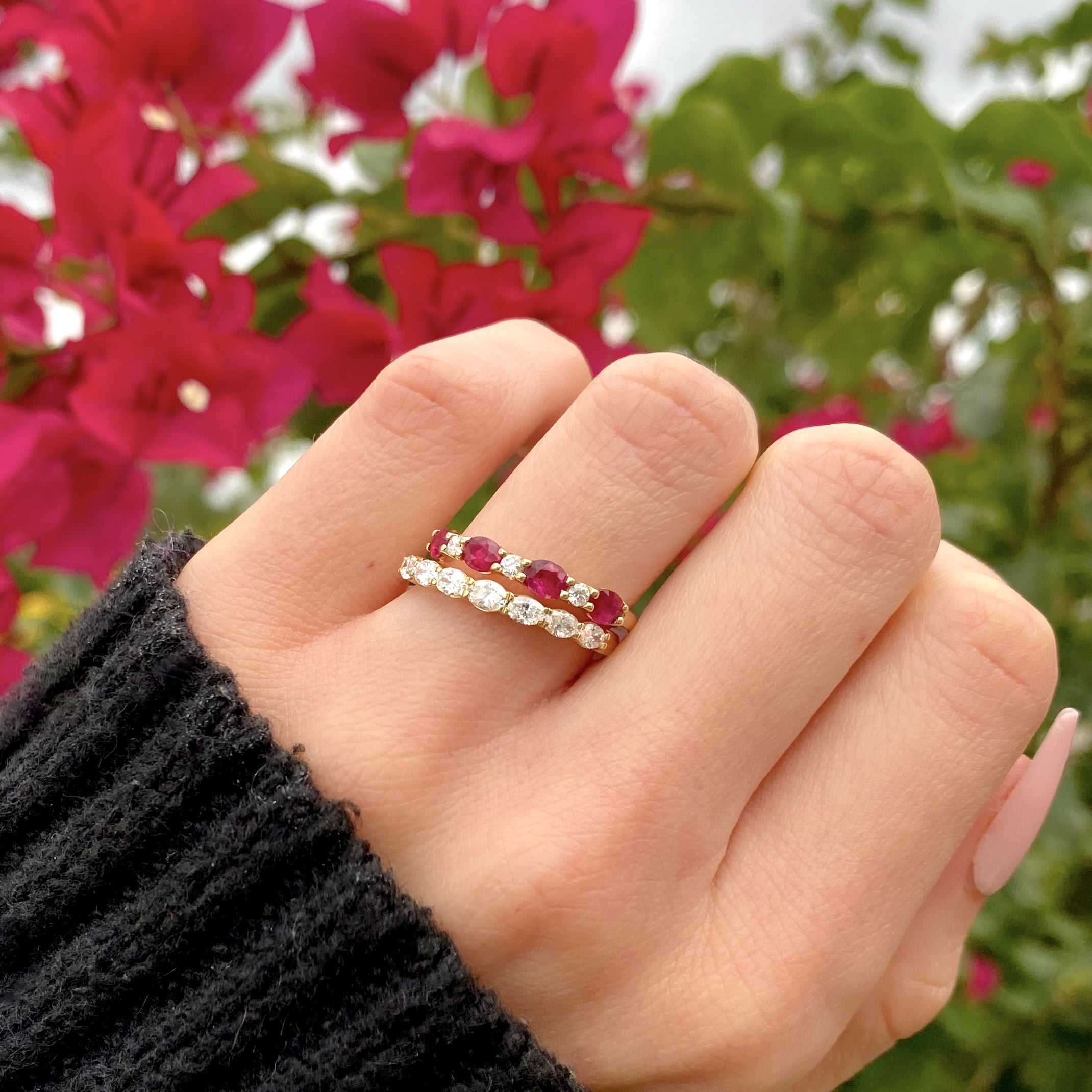 Oval Ruby and Diamond Band