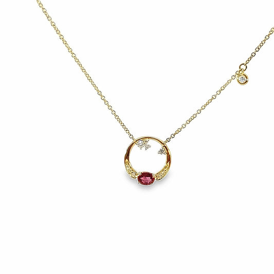 Circle Diamond and Ruby Necklace