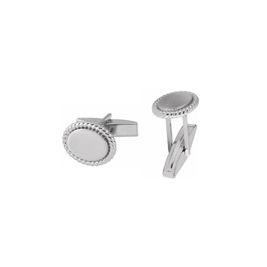 White Gold Rope Cuff Links