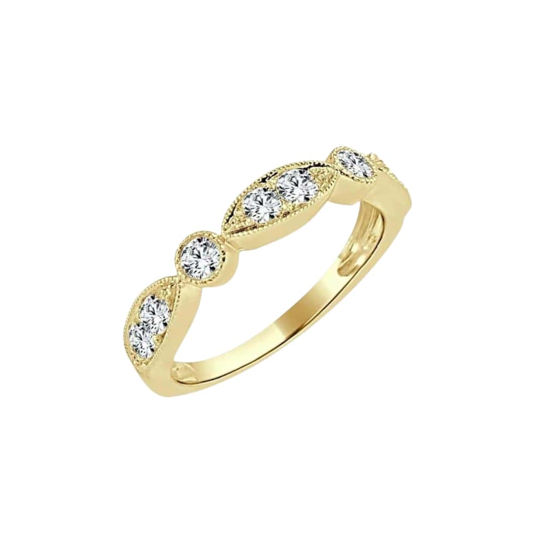 Round and Marquise Shaped Diamond Band