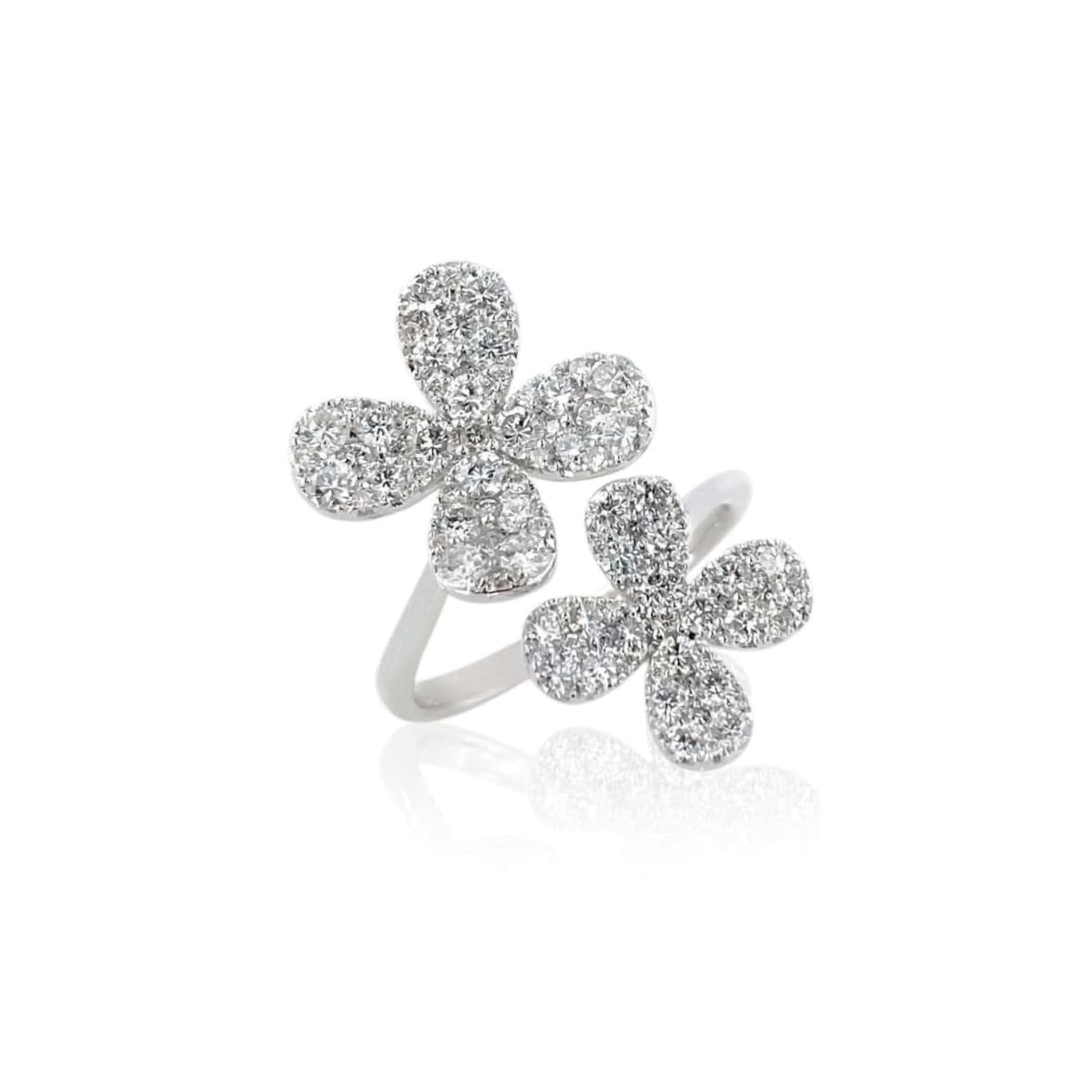 Double Flower Diamond Wrap Ring