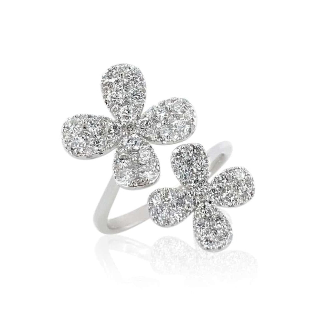 Double Flower Diamond Wrap Ring