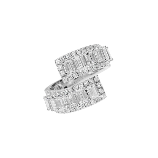 Emerald Cut Diamond Crossover Ring