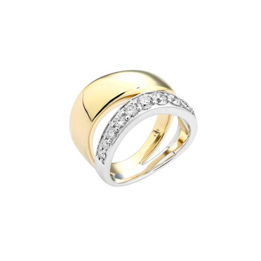 Curved Bold Gold Diamond Ring