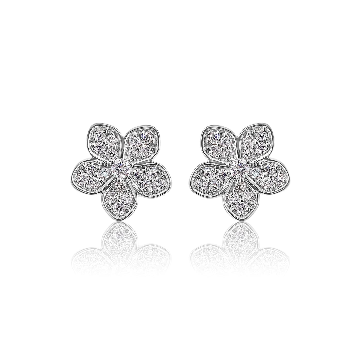 Pave Diamond Flower Earrings