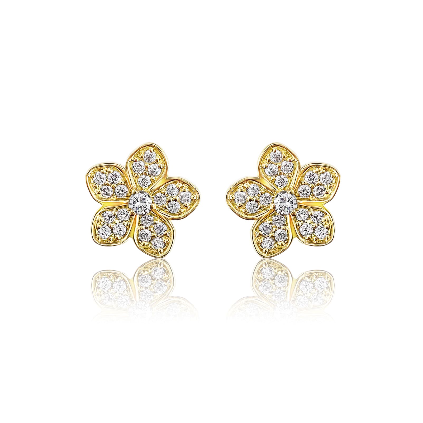 Pave Diamond Flower Earrings