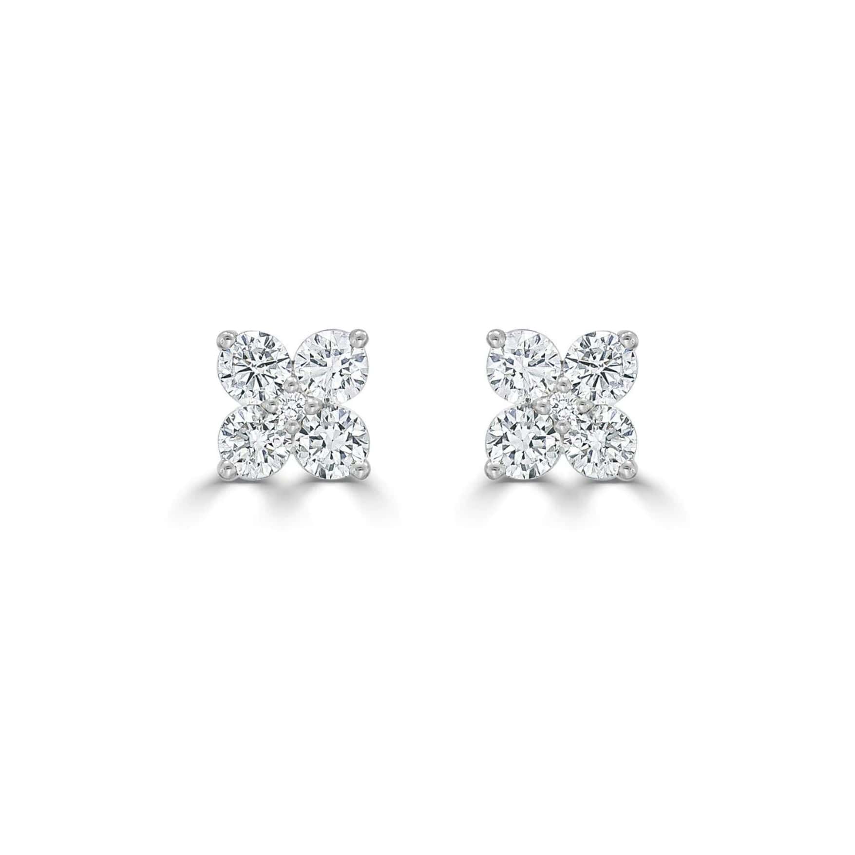 Diamond Flower Stud Earrings