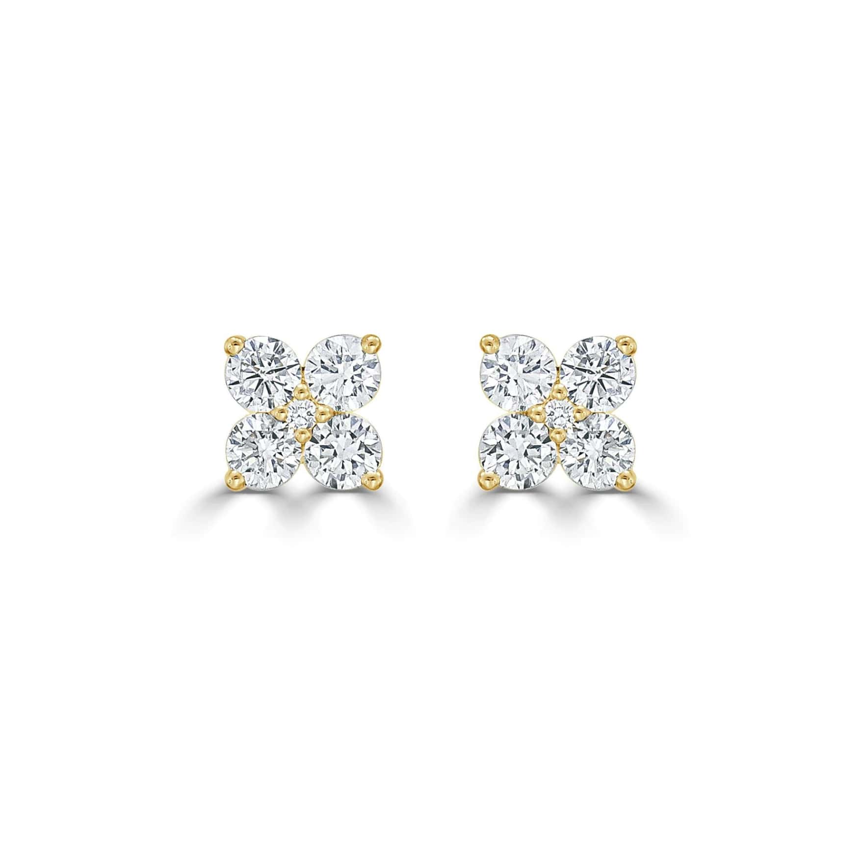 Diamond Flower Stud Earrings