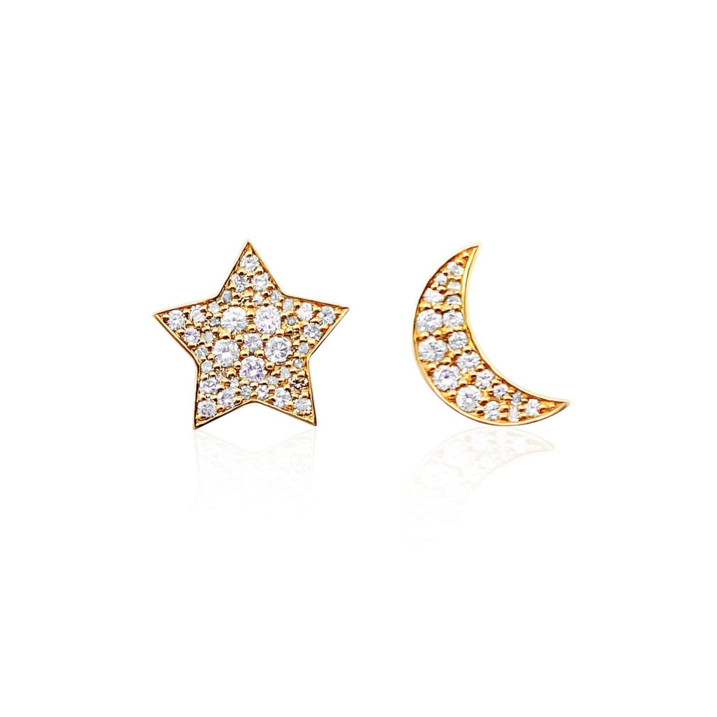 Diamond Moon and Star Earrings
