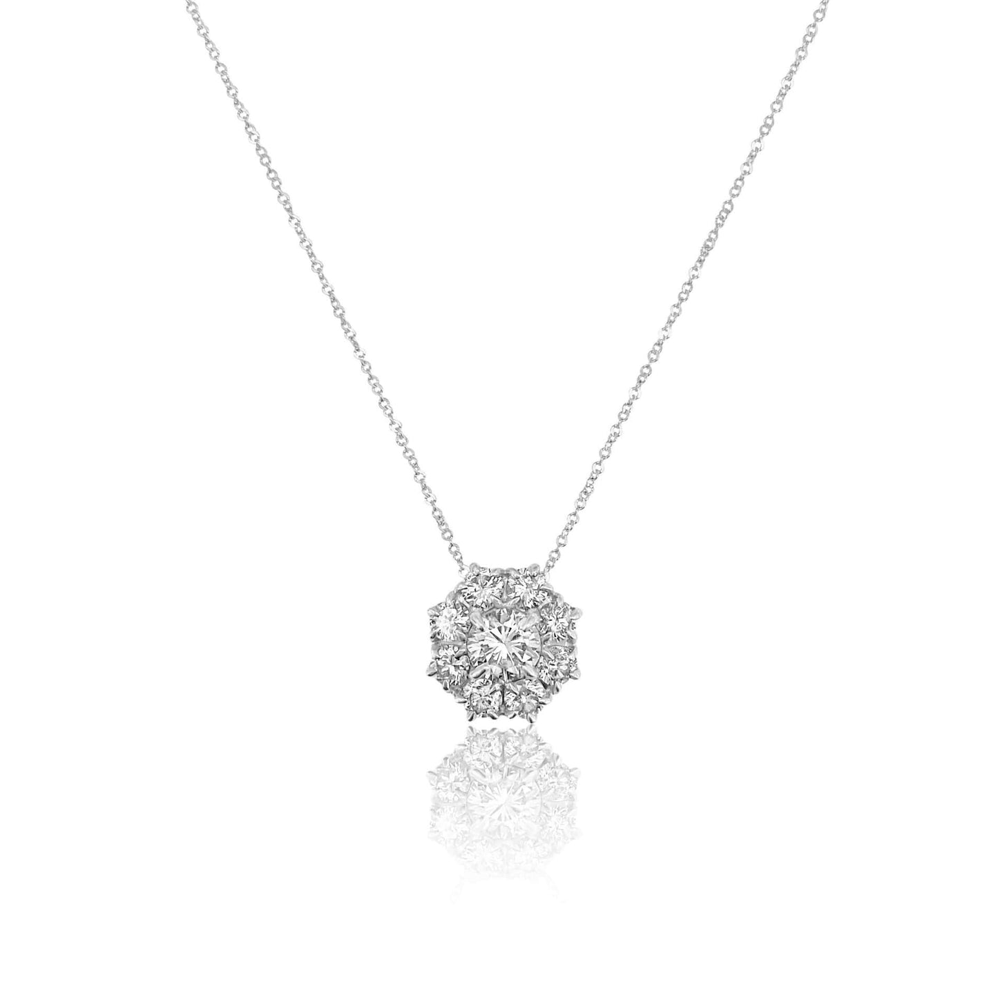 Diamond Halo Flower Necklace