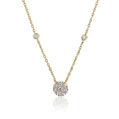 Diamond Cluster and Bezel Necklace