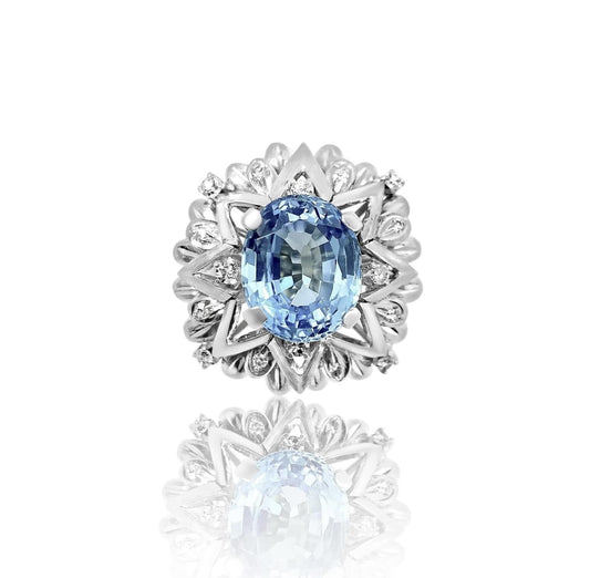 Blue Topaz and Diamond Statement Ring
