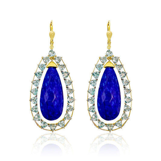 Lapis and Blue Topaz Statement Earrings