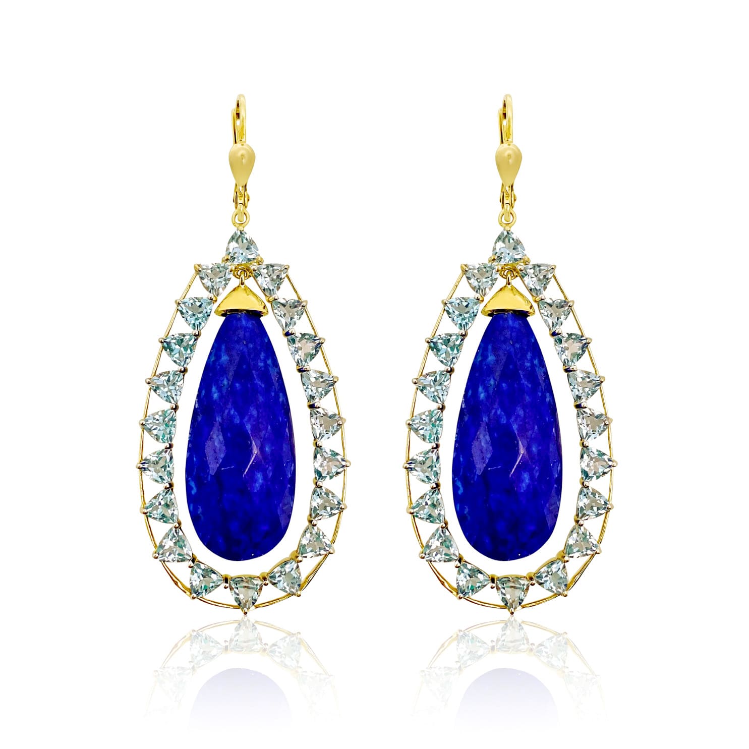 Lapis and Blue Topaz Statement Earrings