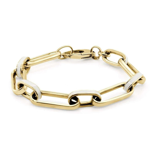 White Enamel Paperclip Chain Bracelet