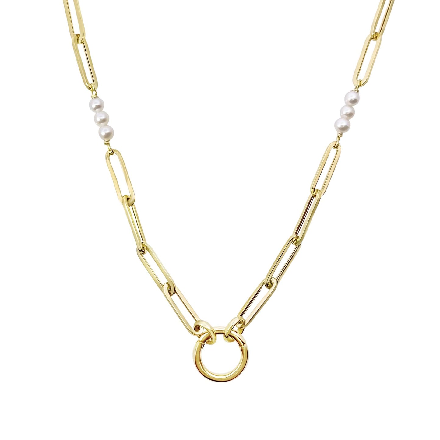 Paperclip and Pearl Chain with Charm Connector