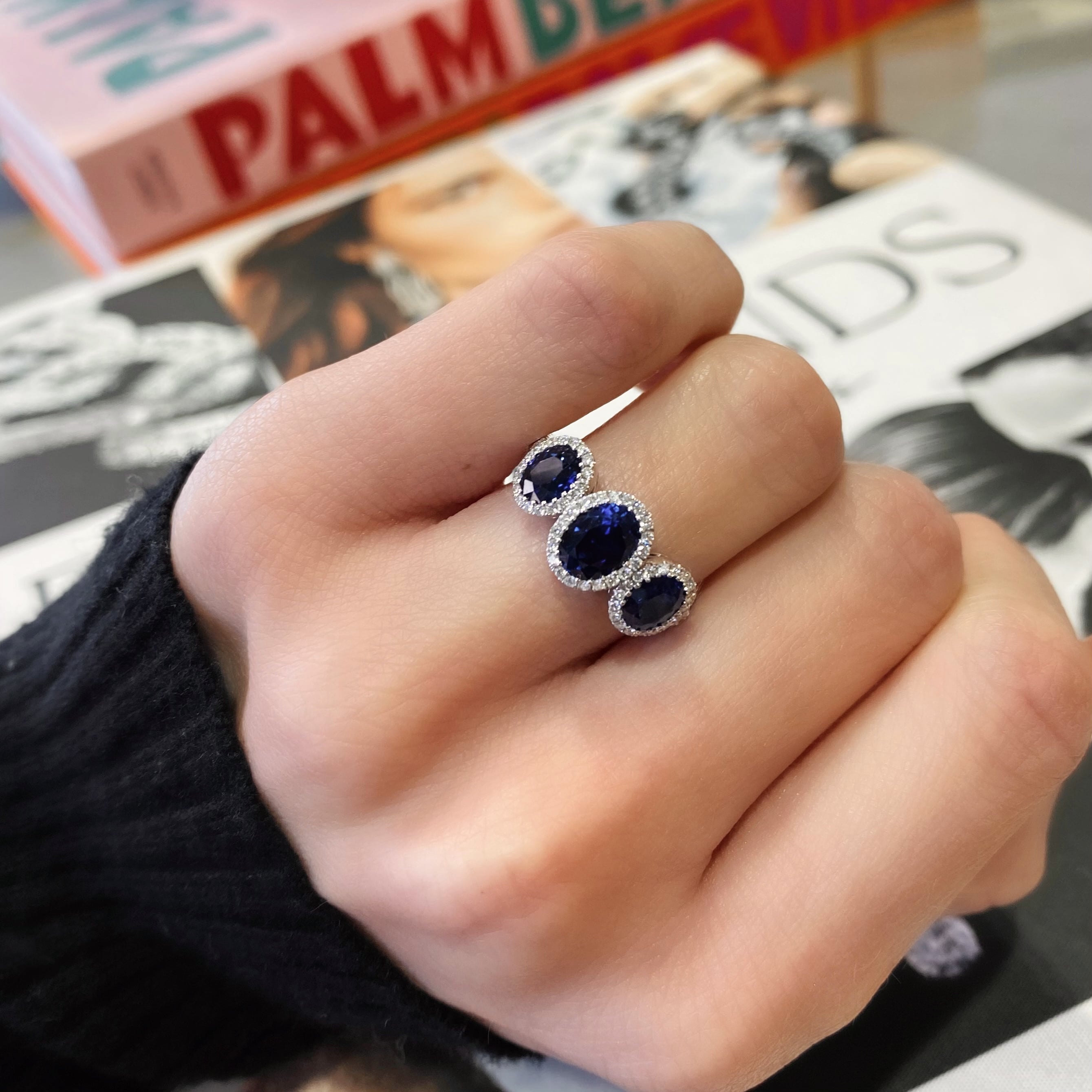 Three Stone Sapphire and Diamond Ring