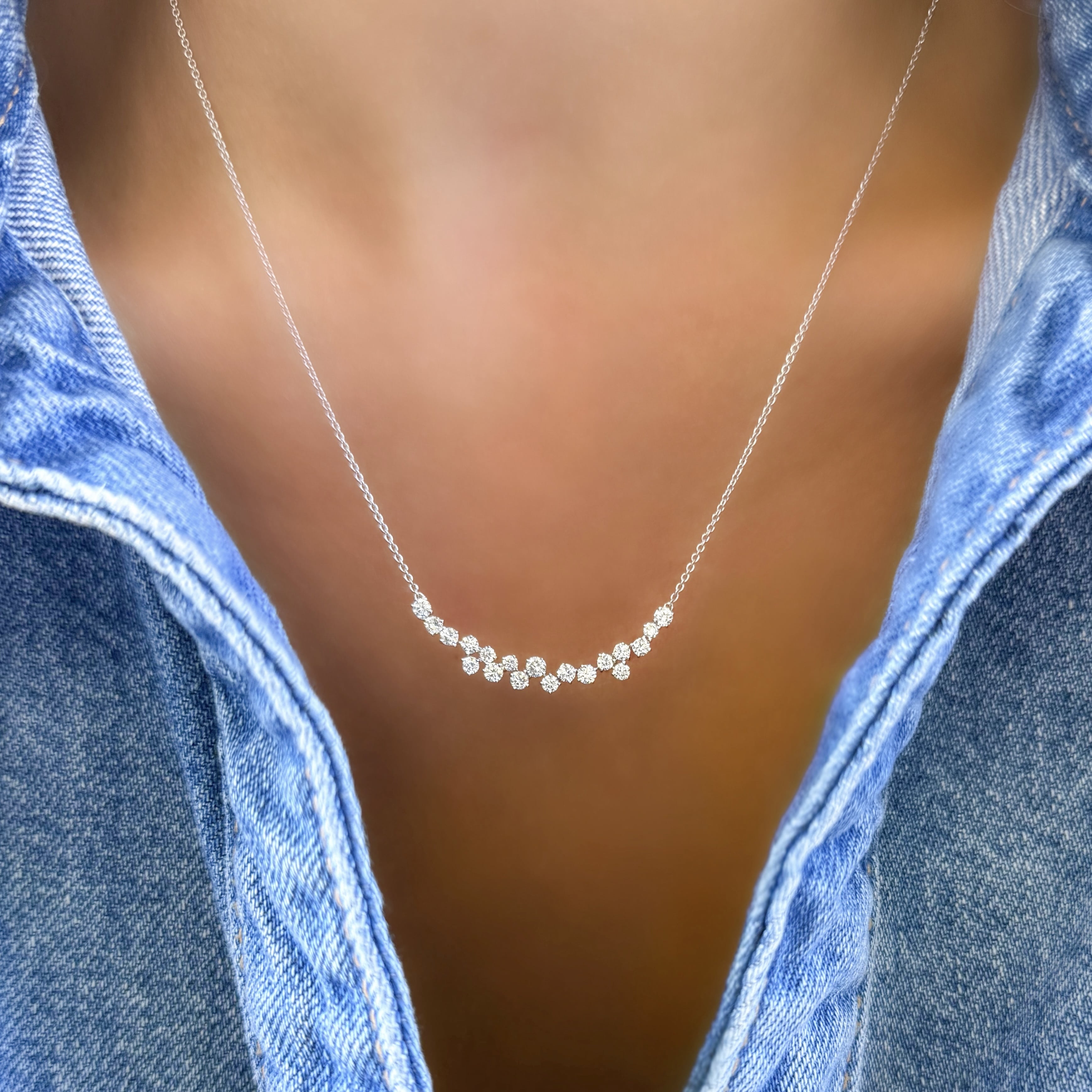 Scattered Diamond Line Necklace