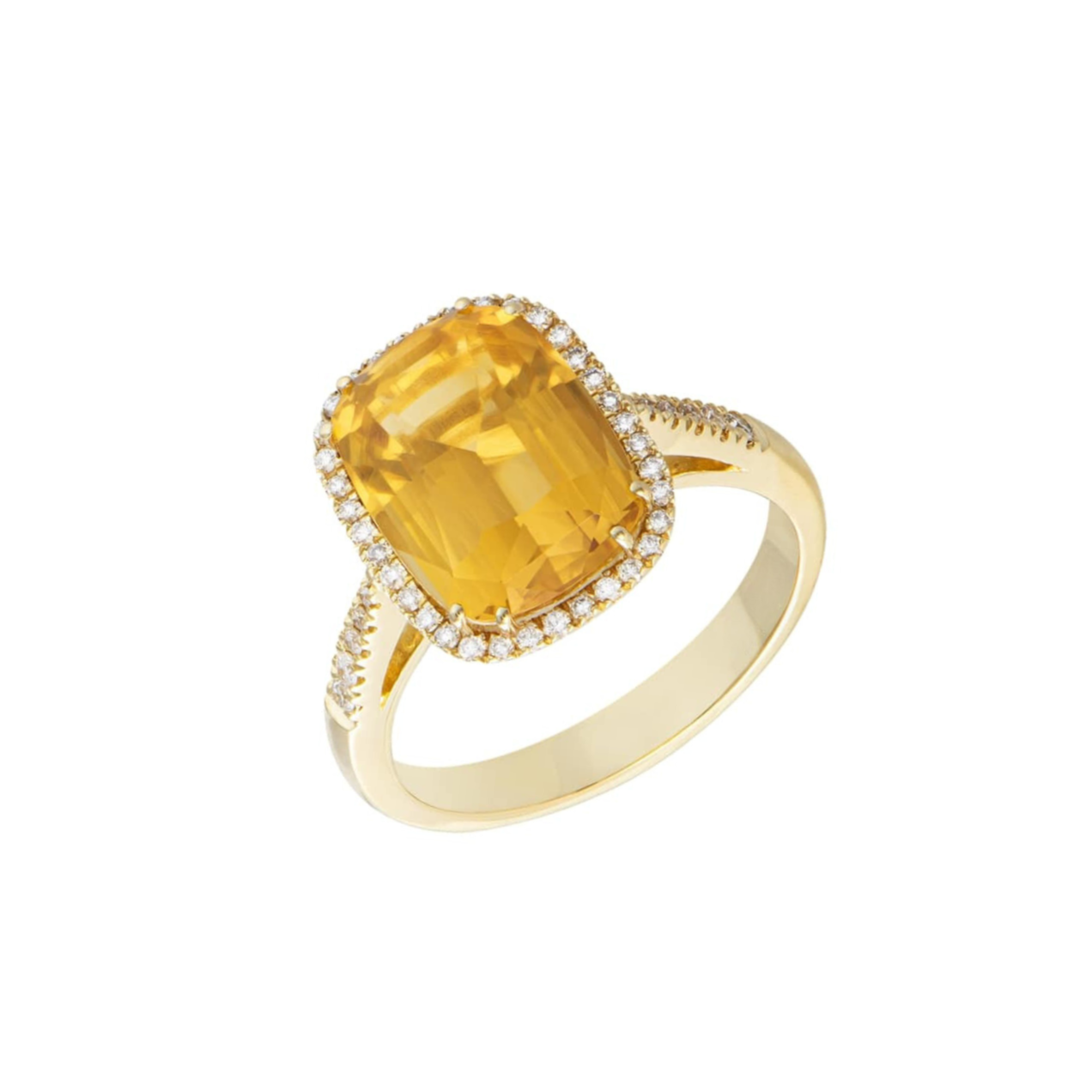 Cushion Cut Citrine and Diamond Ring