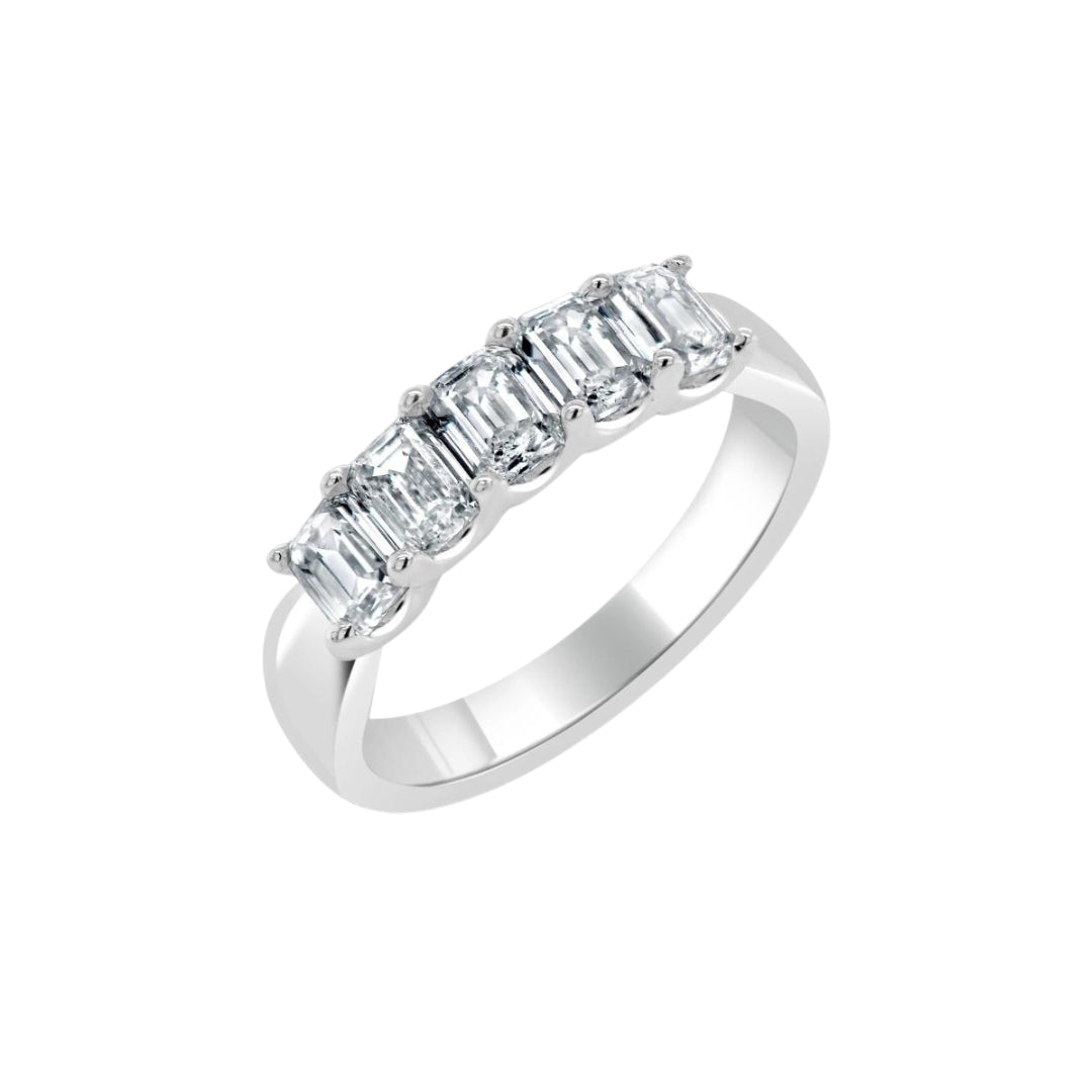 5 Stone Emerald Cut Band