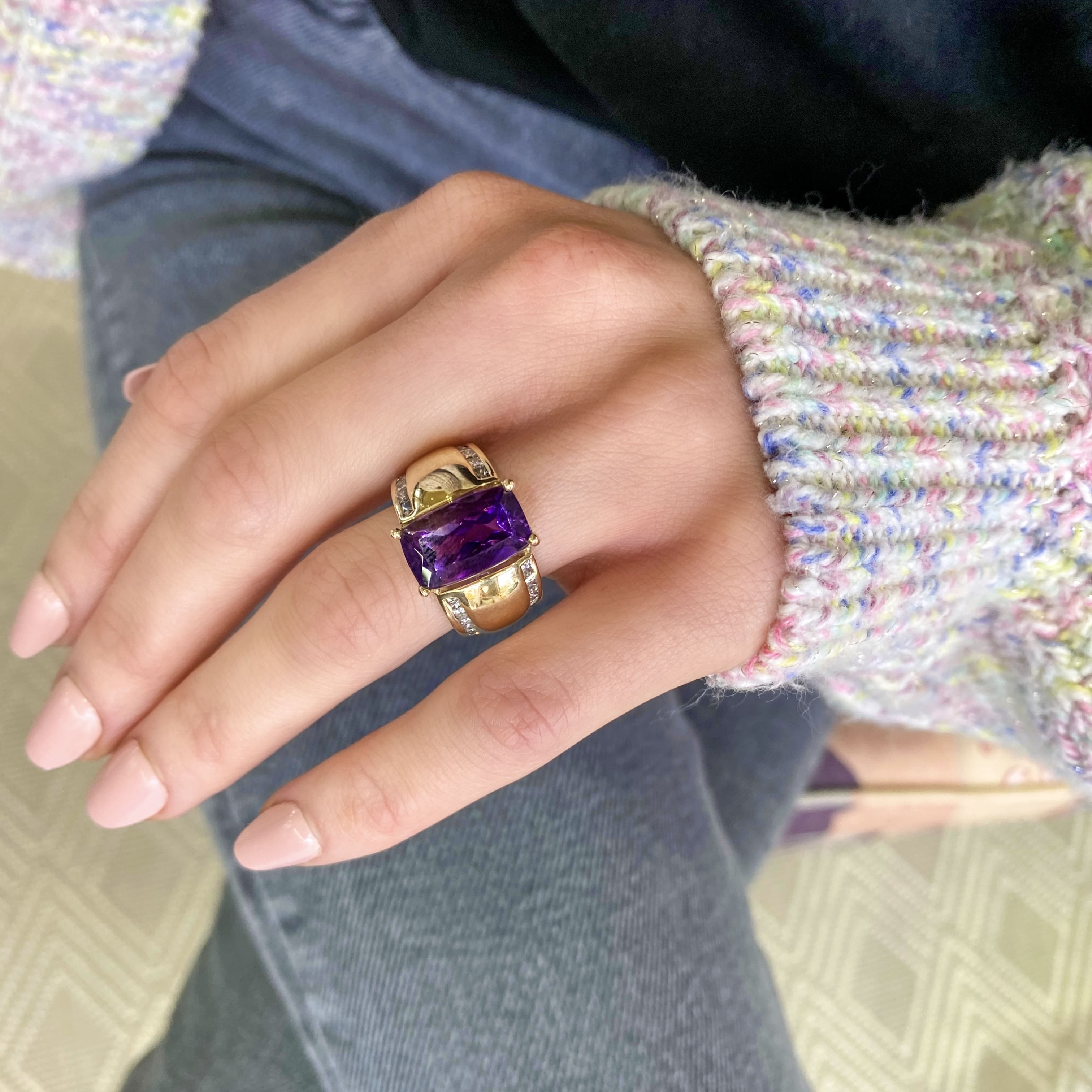 5ctw Amethyst and Diamond Ring