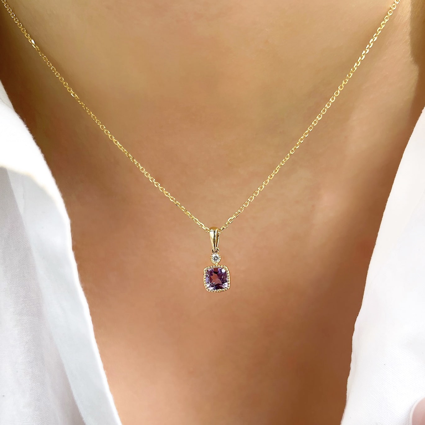 Petite Amethyst Birthstone PendantNecklace