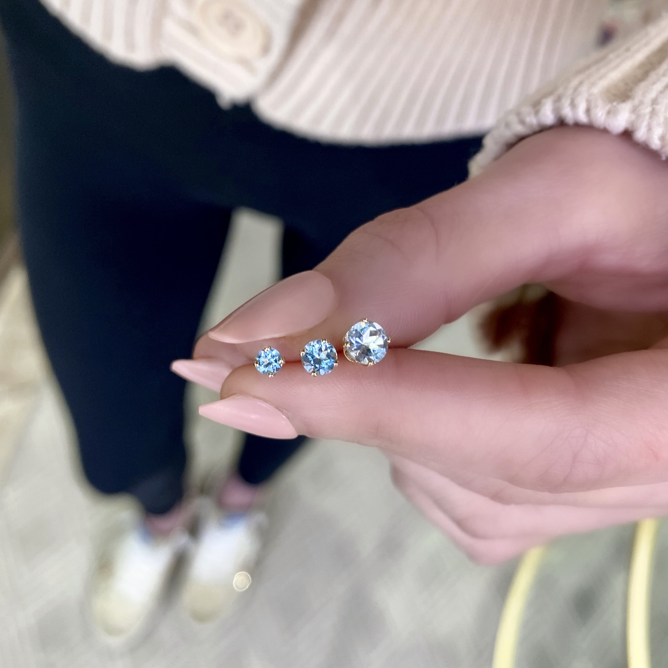 Aquamarine Birthstone Studs