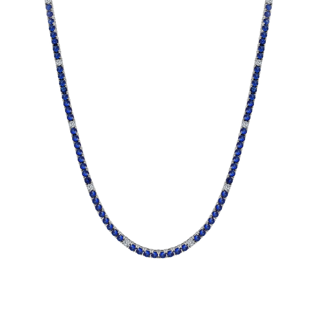 Sapphire and Diamond Tennis Necklace
