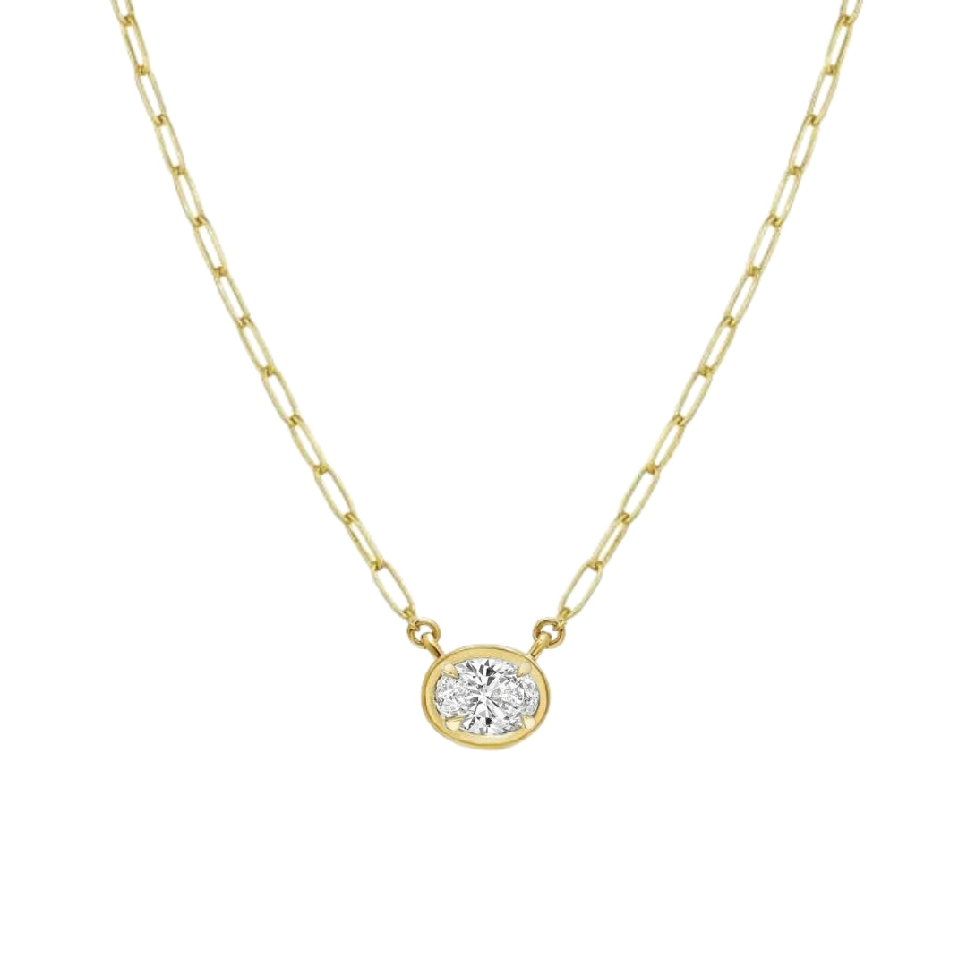 Bezel Set Oval Diamond Necklace