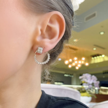 Baguette and Round Diamond Hoop Earrings