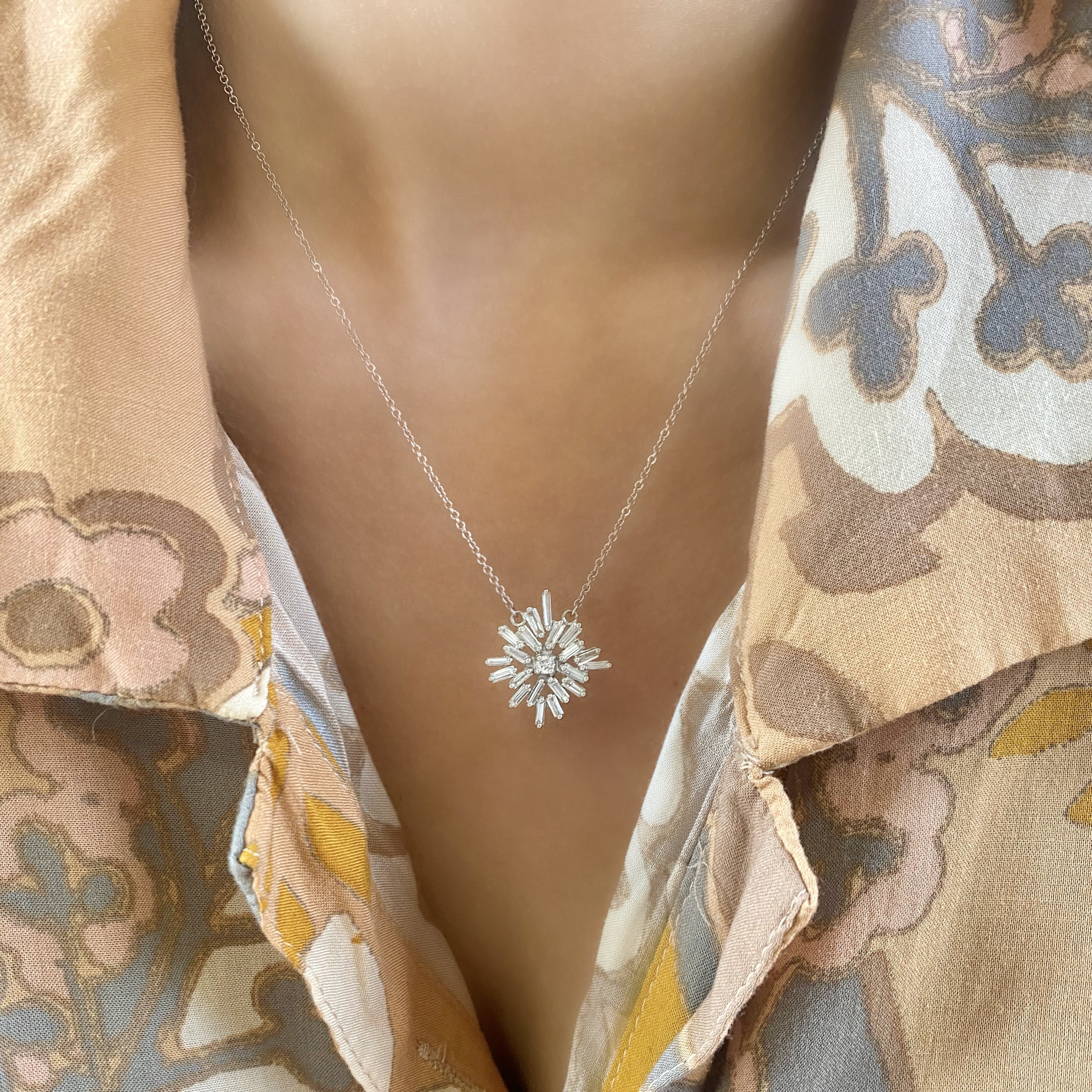 Starburst Baguette Diamond Necklace