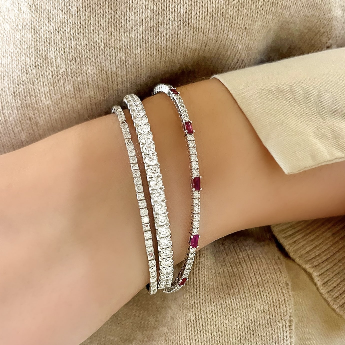 Diamond Studded Flex Bangle