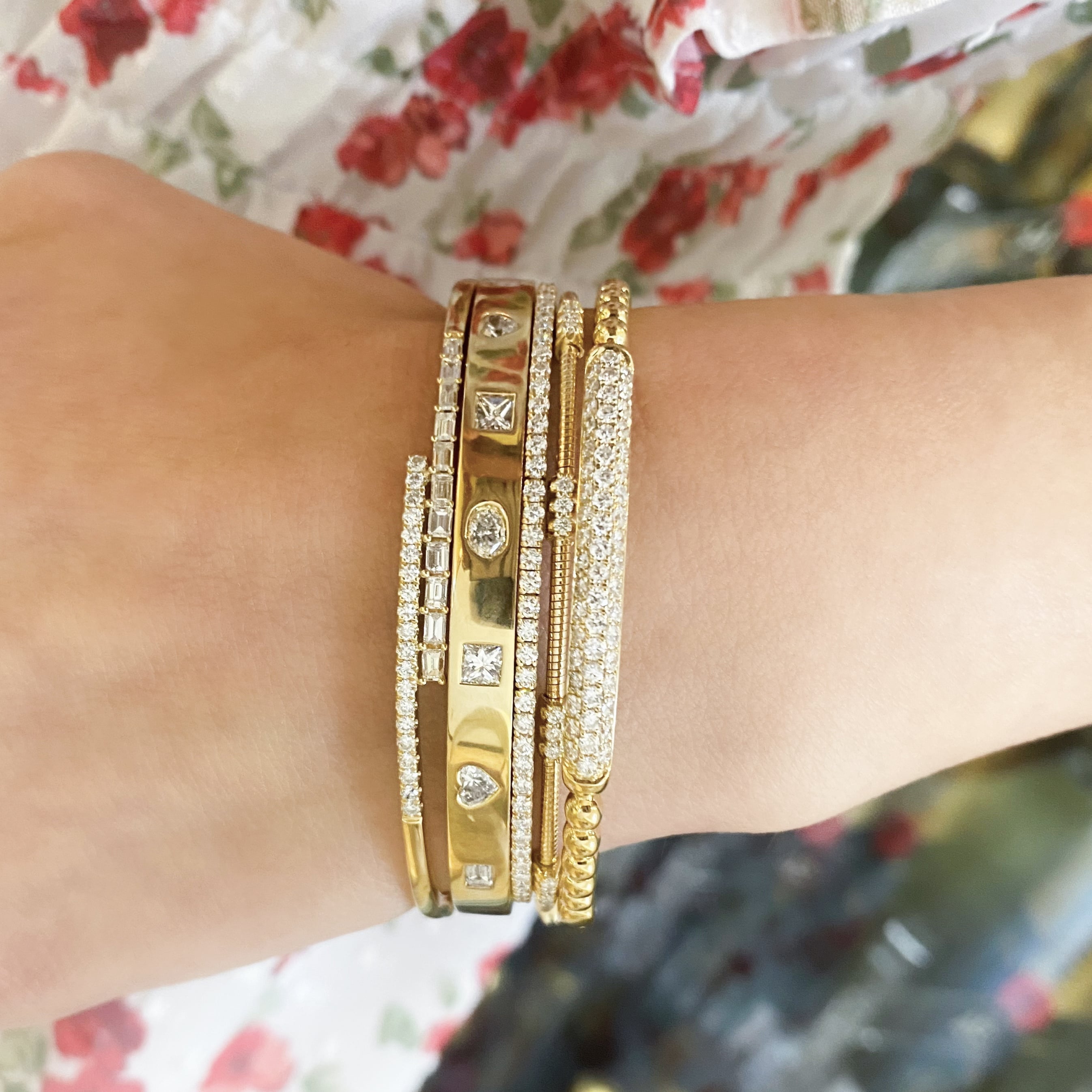 Baguette and Round Diamond Bangle