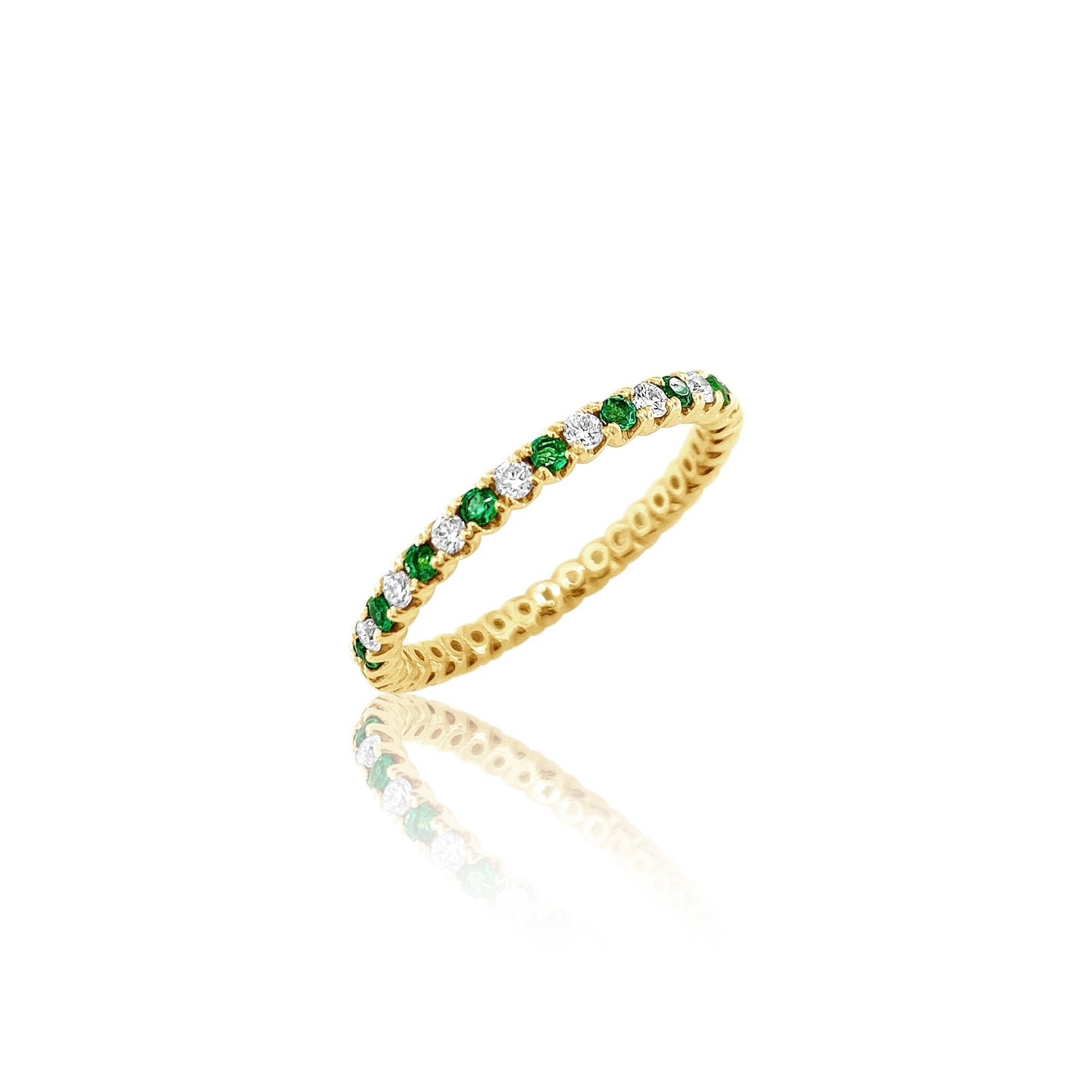 Petite Emerald and Diamond Eternity Band