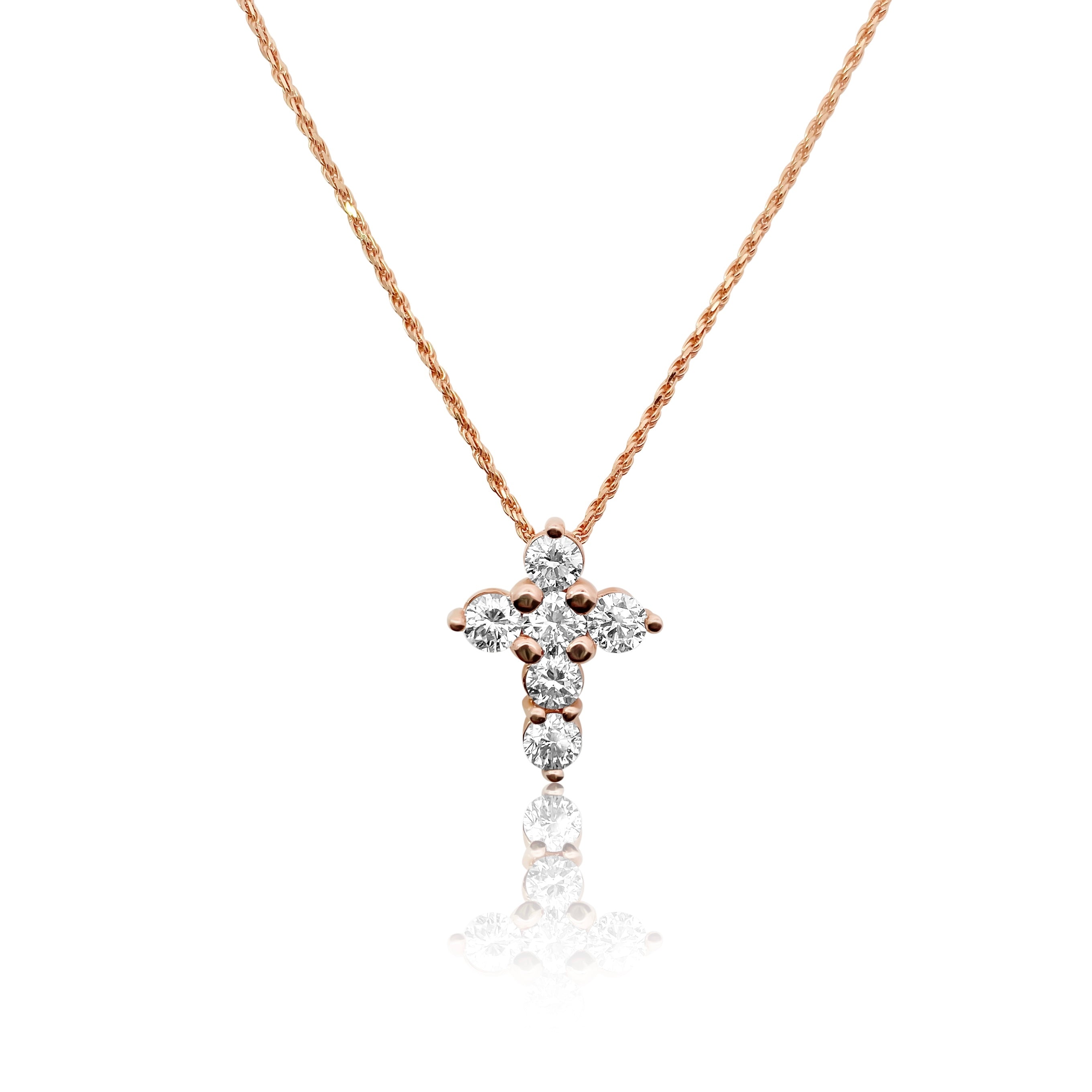 6 Stone Diamond Cross Necklace