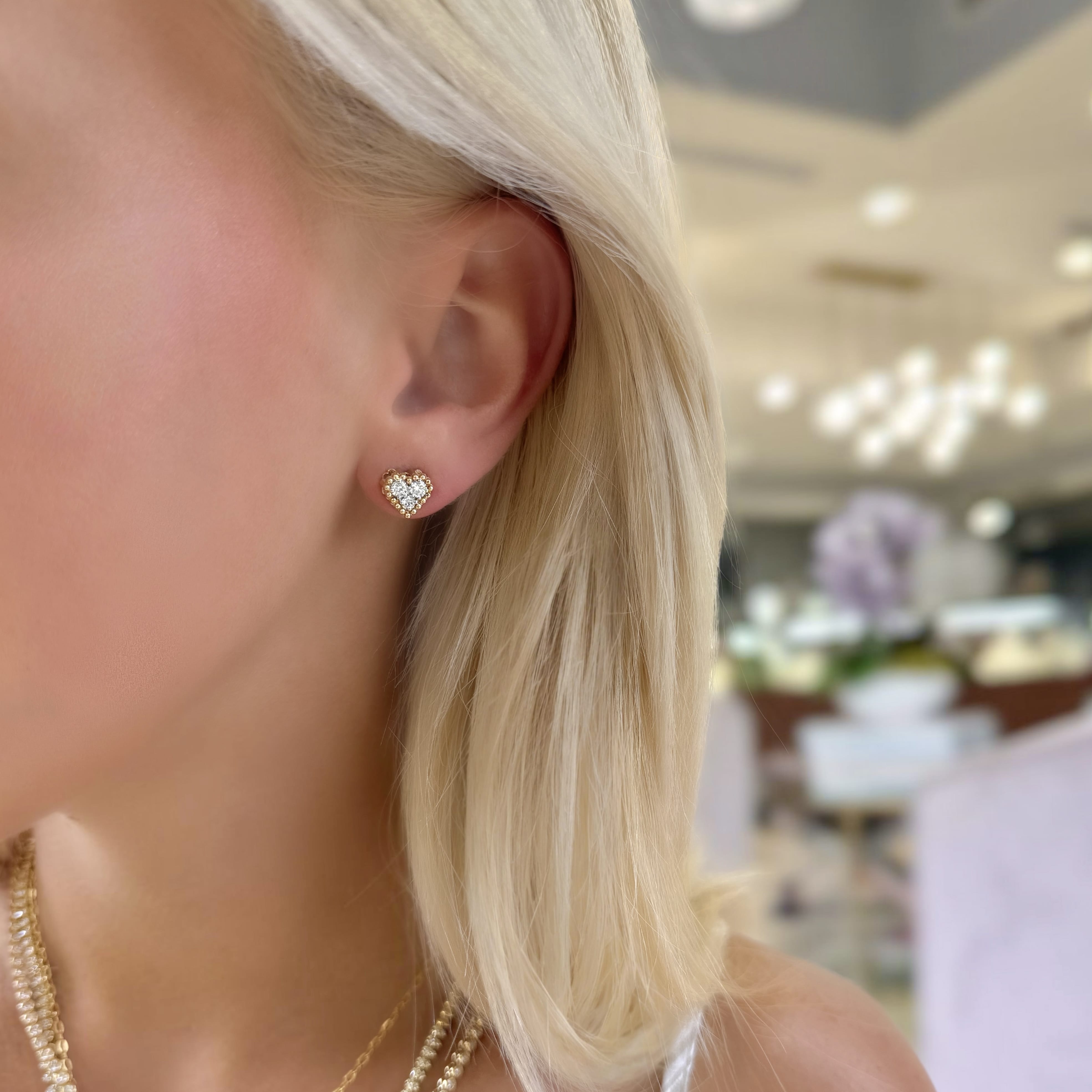 Beaded Diamond Heart Earrings