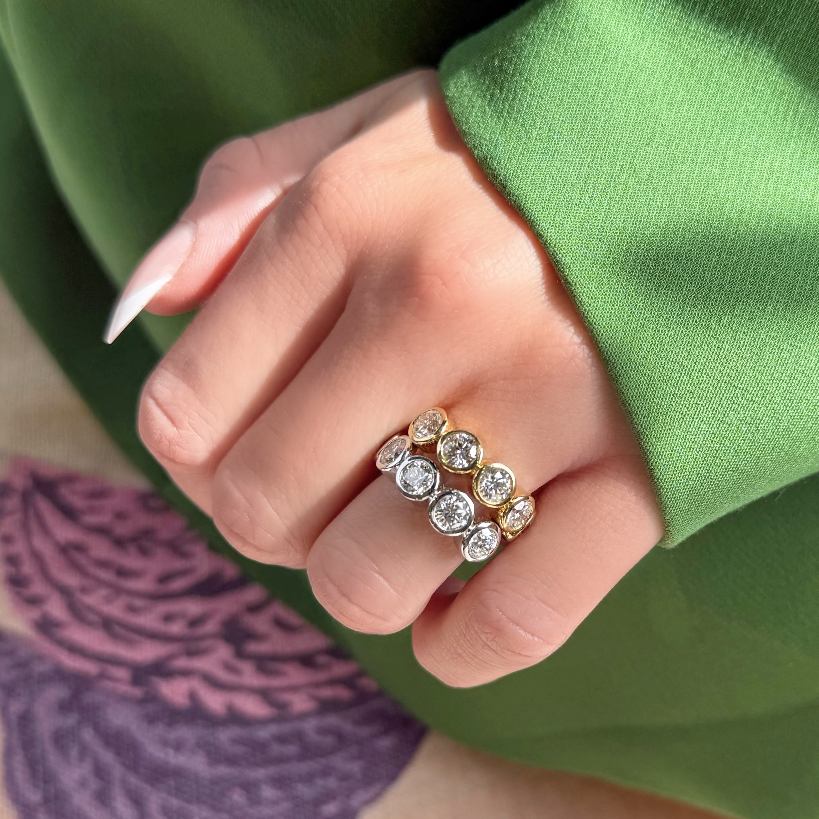 5 Stone Diamond Bezel Band