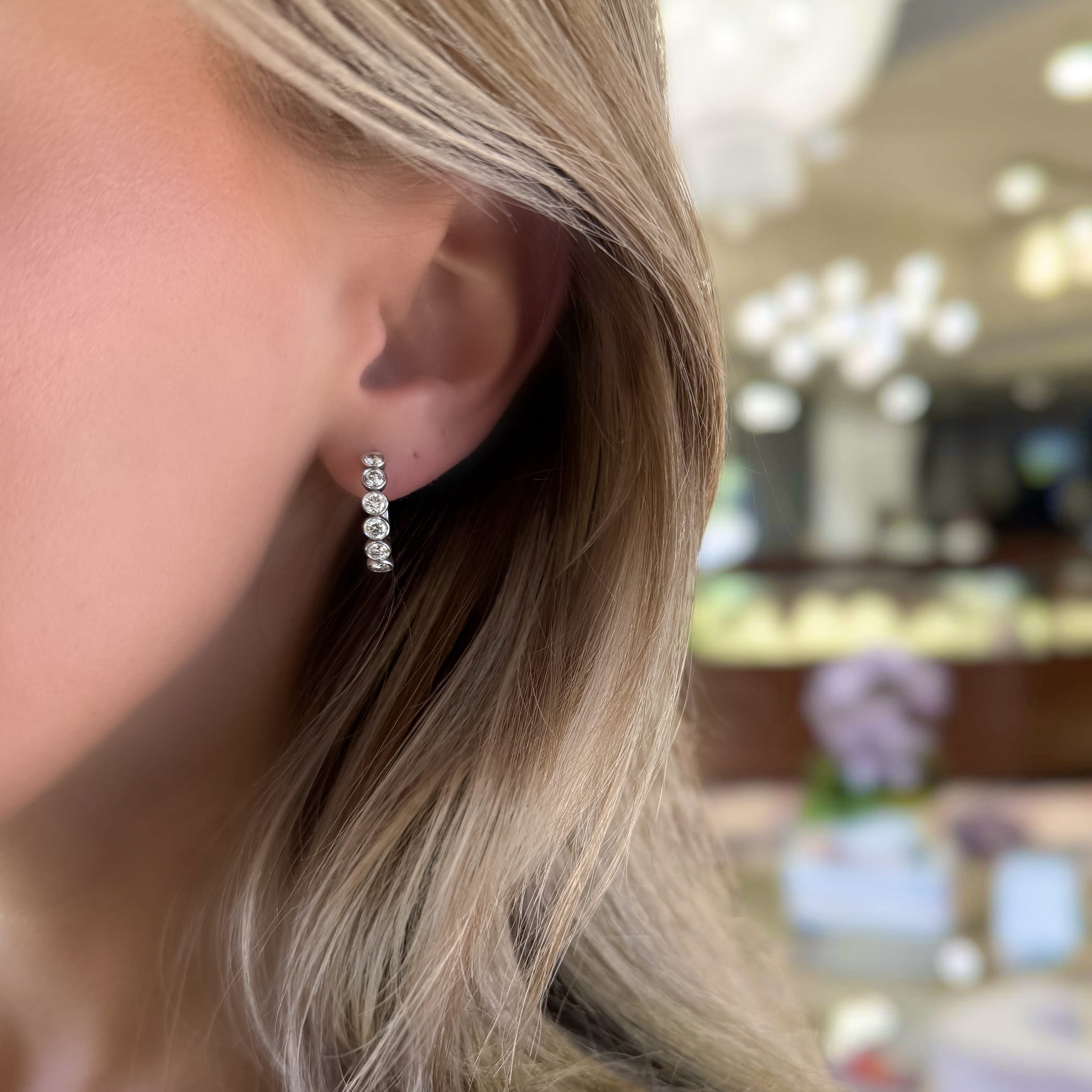 Diamond Bezel Hoops